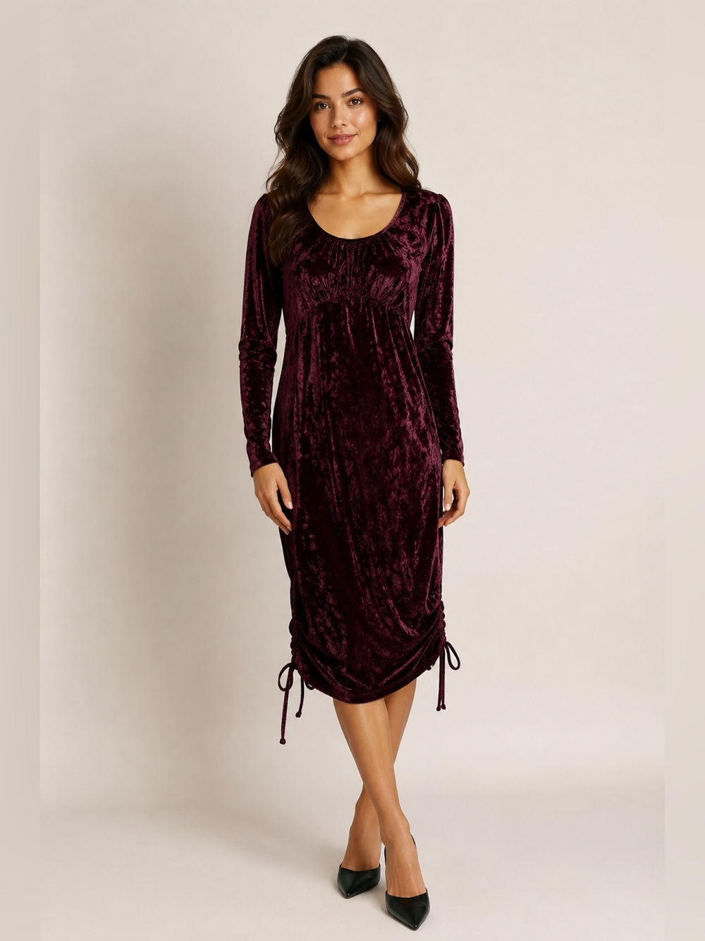 Madden Girl Purple Velvet Ruched Midi Dress XXL